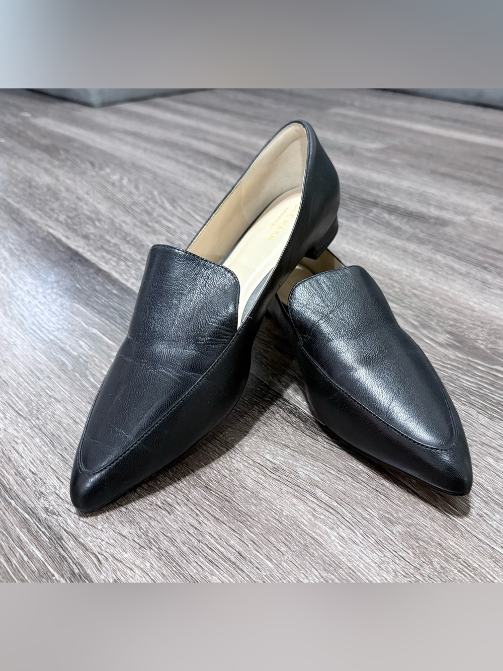 Cole Haan Black Pointed Leather Slip-On Loafers - Picture 12 of 12
